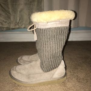 Ugg 5124 Gray Crochet Suede Leather Boots